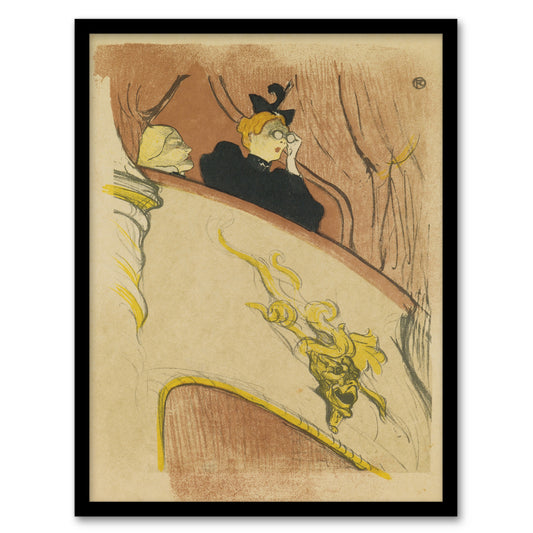 Toulouse Lautrec Framed Wall Art Box Sit with Gilded Mask Sketch Home Décor