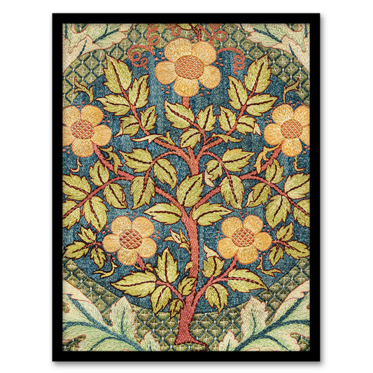 William Morris Framed Wall Art Print Rose Wreath Embroidery Pattern Home Décor