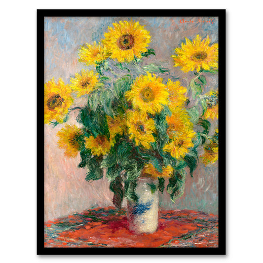 Claude Monet Framed Wall Art Print Bouquet of Sunflowers Painting Home Décor