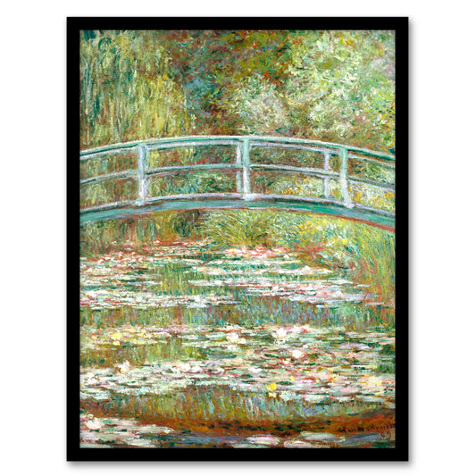 Claude Monet Framed Wall Art Print Bridge over a Pond of Water Lilies Home Décor