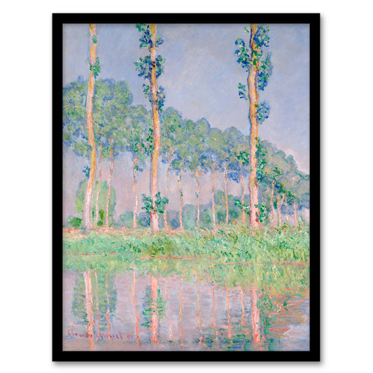 Claude Monet Framed Wall Art Print Poplars Pink Effect Landscape Home Décor