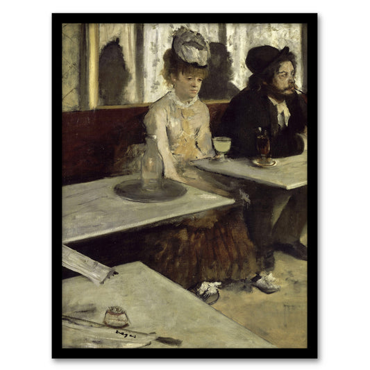 Edgar Degas Framed Wall Art Print In a Cafe Absinthe Drinkers Painting Home Décor