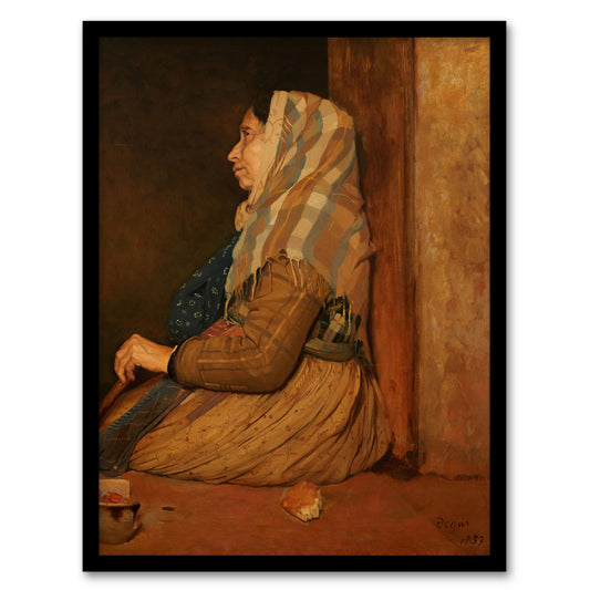 Edgar Degas Framed Wall Art Print A Roman Beggar Woman Portrait Home Décor