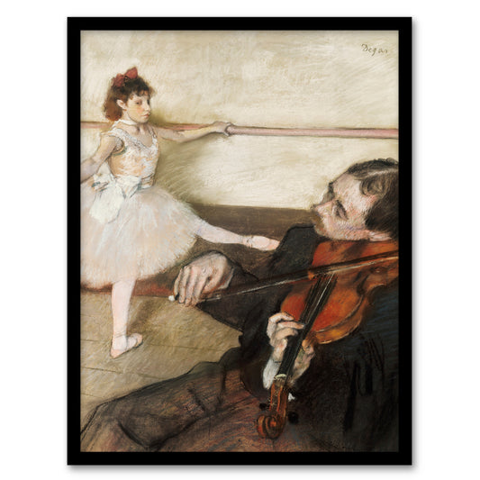 Edgar Degas Framed Wall Art Print Dance Lesson with Violinist Home Décor