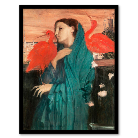 Edgar Degas Framed Wall Art Print Young Woman with Ibis Birds Home Décor
