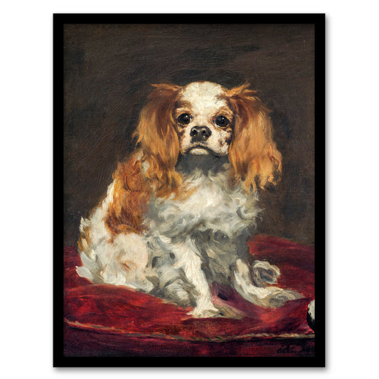 Edouard Manet Framed Wall Art Print A King Charles Spaniel Dog Home Décor
