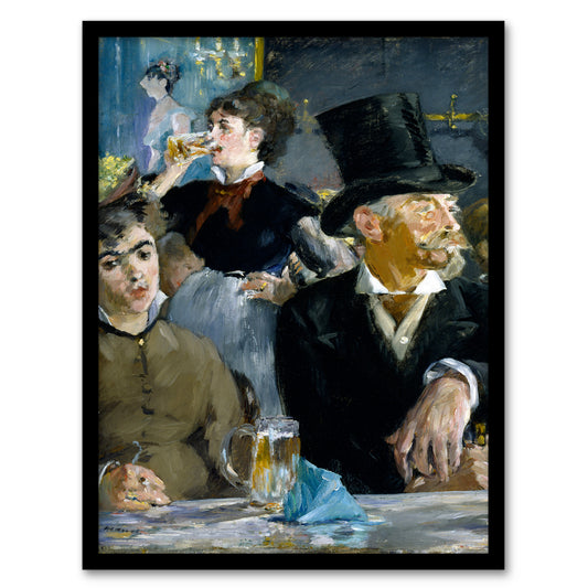 Edouard Manet Framed Wall Art Print At the Cafe Paris Nightlife Scene Home Décor