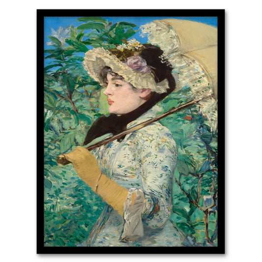 Edouard Manet Framed Wall Art Print Jeanne Spring Parasol Portrait Home Décor