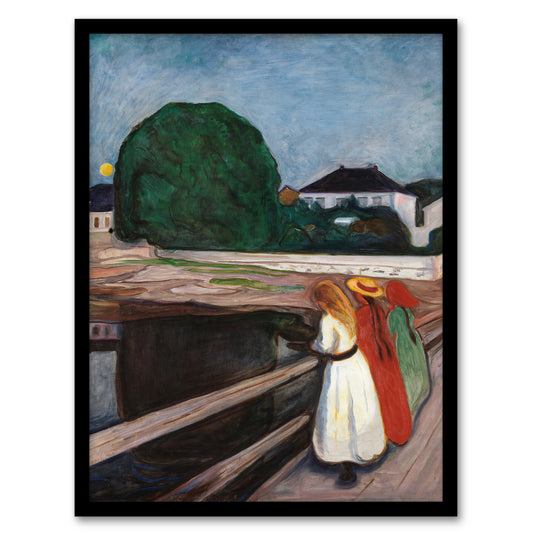 Edvard Munch Framed Wall Art Print Young Girls on the Bridge Home Décor