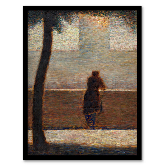 Georges Seurat Framed Wall Art Print Man Leaning on a Parapet Home Décor