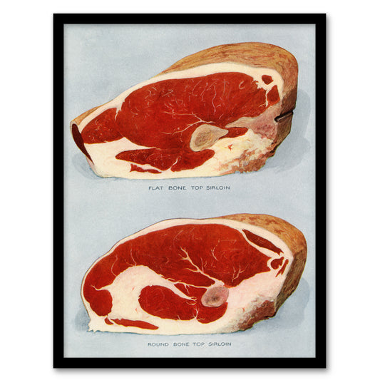 Grocers Encyclopedia Framed Wall Art Print Beef Sirloins Illustration Home Décor