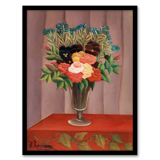 Henri Rousseau Framed Wall Art Print Bouquet of Flowers in a Vase Home Décor