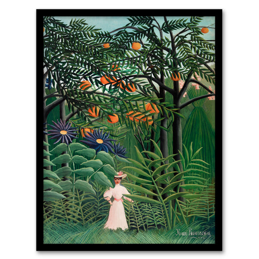 Henri Rousseau Framed Wall Art Woman Walking in an Exotic Forest Home Décor