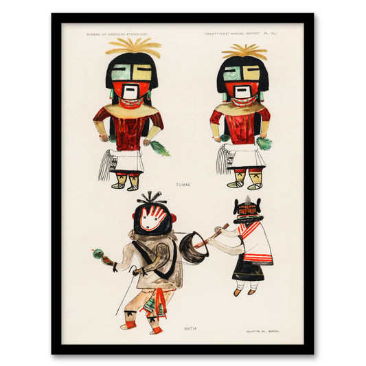 Hopi Native People Drawings Framed Wall Art Print Hopi Kachinas Home Décor