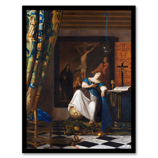 Johannes Vermeer Framed Wall Art Print Allegory of the Catholic Faith Home Décor