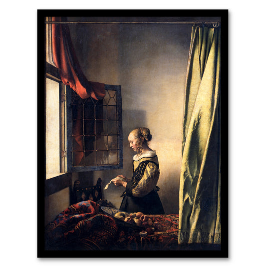 Johannes Vermeer Framed Wall Art Girl Reading Letter by Open Window Home Décor