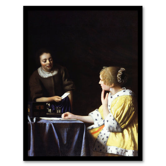 Johannes Vermeer Framed Wall Art Print Mistress and Maid Portrait Home Décor