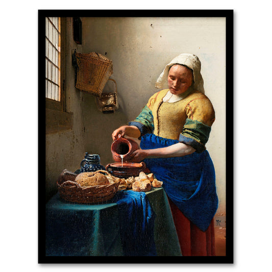 Johannes Vermeer Framed Wall Art Print The Milkmaid Portrait Home Décor