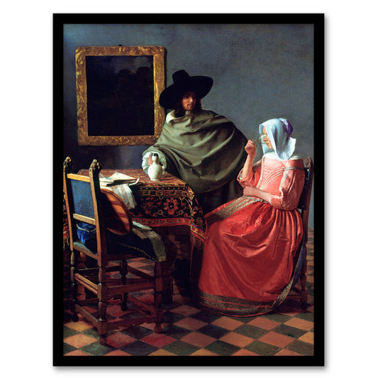 Johannes Vermeer Framed Wall Art Print The Wine Glass Cropped Painting Home Décor