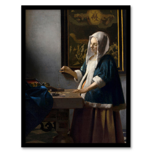 Johannes Vermeer Framed Wall Art Print Woman Holding a Balance Home Décor