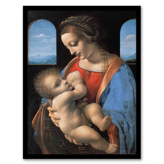 Leonardo da Vinci Framed Wall Art Print Madonna Litta Virgin Mary Home Décor