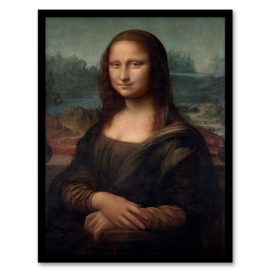 Leonardo da Vinci Framed Wall Art Portrait of Mona Lisa del Giocondo Home Décor
