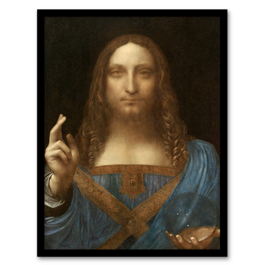 Leonardo da Vinci Framed Wall Art Print Salvator Mundi World Savior Home Décor