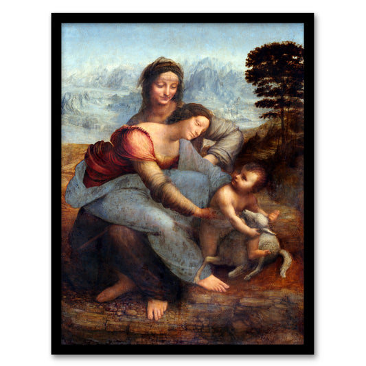 Leonardo da Vinci Framed Wall Art Virgin and Child with Saint Anne Home Décor