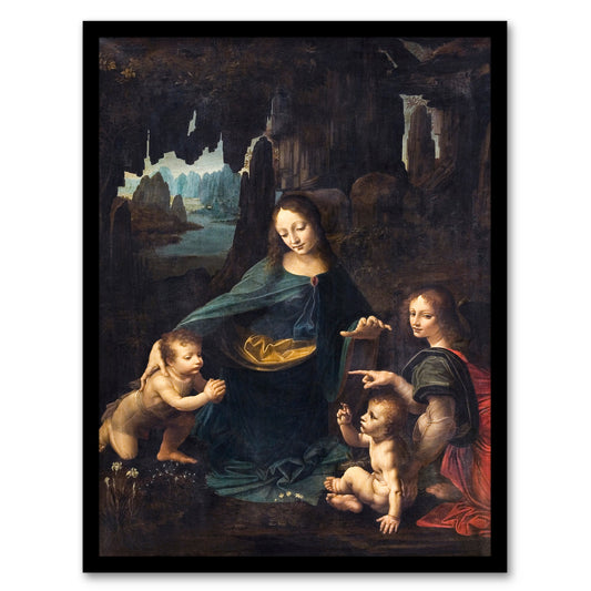 Leonardo da Vinci Framed Wall Art Print The Virgin of the Rocks Home Décor