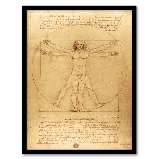 Leonardo da Vinci Framed Wall Art Print Vitruvian Man Drawing Home Décor