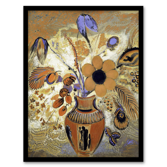 Odilon Redon Framed Wall Art Print Etruscan Vase with Flowers Home Décor