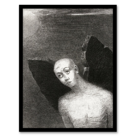 Odilon Redon Framed Wall Art Print Fallen Angel Spreads Black Wings Home Décor