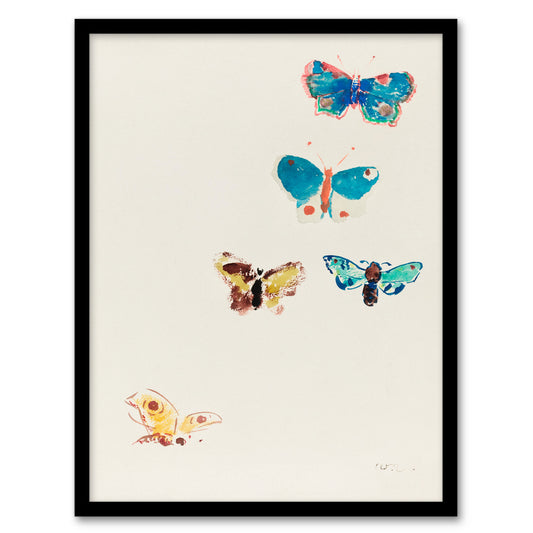 Odilon Redon Framed Wall Art Five Butterflies Watercolour Painting Home Décor