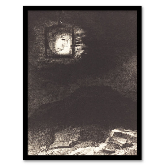 Odilon Redon Framed Wall Art Print Glimmering Head Suspended Home Décor