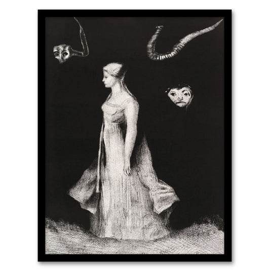 Odilon Redon Framed Wall Art Print Haunting Ghostly Female Figure Home Décor
