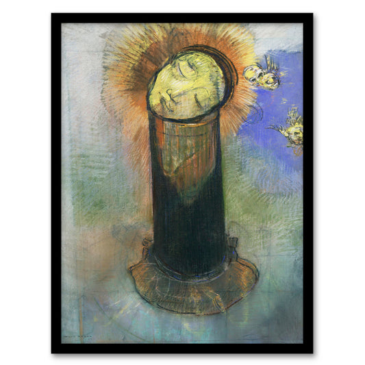 Odilon Redon Framed Wall Art Print Head of John the Baptist on Pillar Home Décor