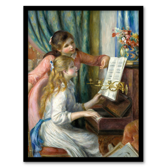 Pierre Auguste Renoir Framed Wall Art Two Young Girls at the Piano Home Décor