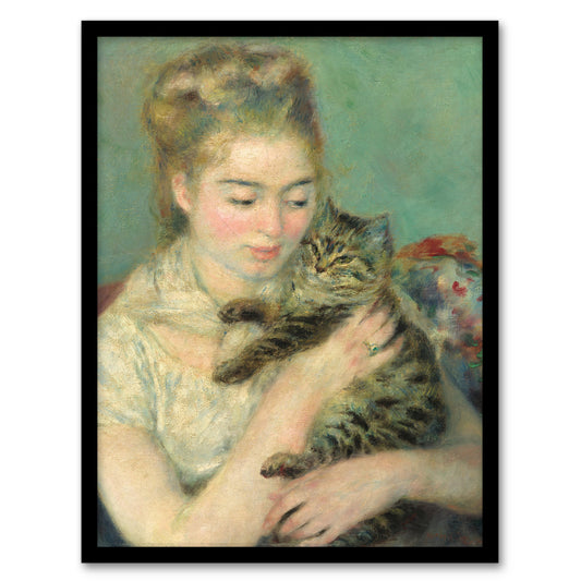 Pierre Auguste Renoir Framed Wall Art Print Woman with a Cat Home Décor