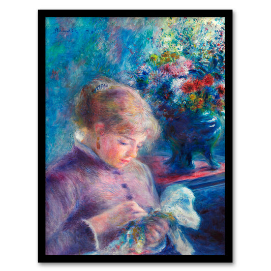 Pierre Auguste Renoir Framed Wall Art Print Young Woman Sewing Home Décor