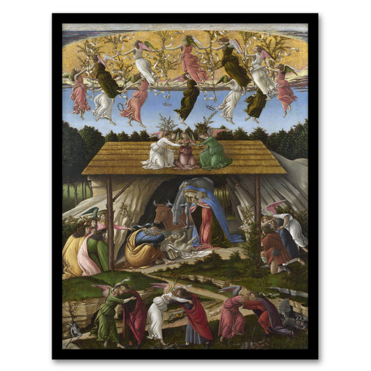 Sandro Botticelli Framed Wall Art Print Mystic Nativity Painting Home Décor