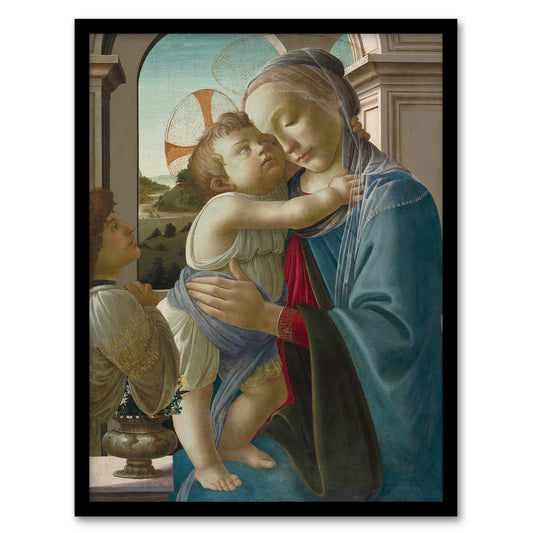 Sandro Botticelli Framed Wall Art Virgin and Child with an Angel Home Décor