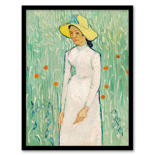 Vincent van Gogh Framed Wall Art Print Girl in White Floral Portrait Home Décor