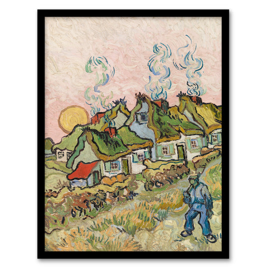 Vincent van Gogh Framed Wall Art Print Houses and Figure Painting Home Décor