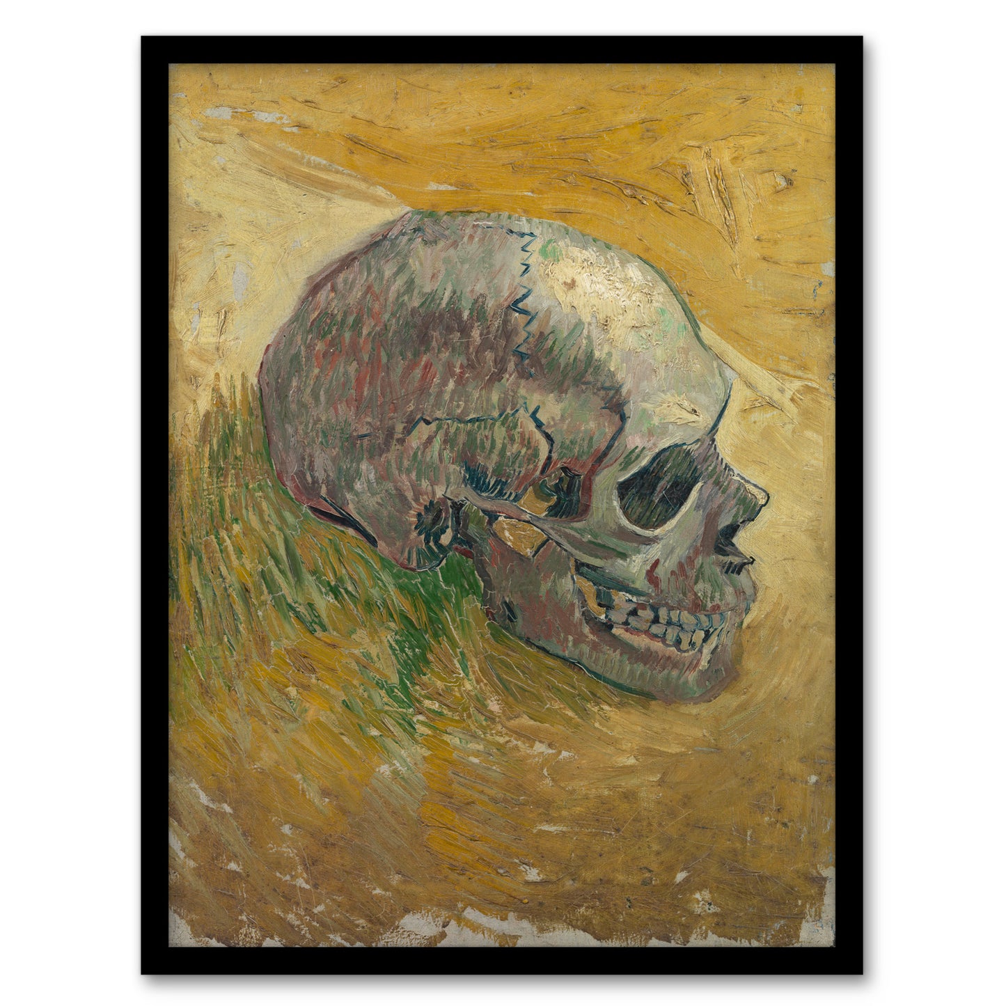 Vincent van Gogh Framed Wall Art Print Human Skull Study in Yellow Home Décor