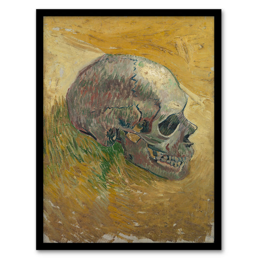 Vincent van Gogh Framed Wall Art Print Human Skull Study in Yellow Home Décor
