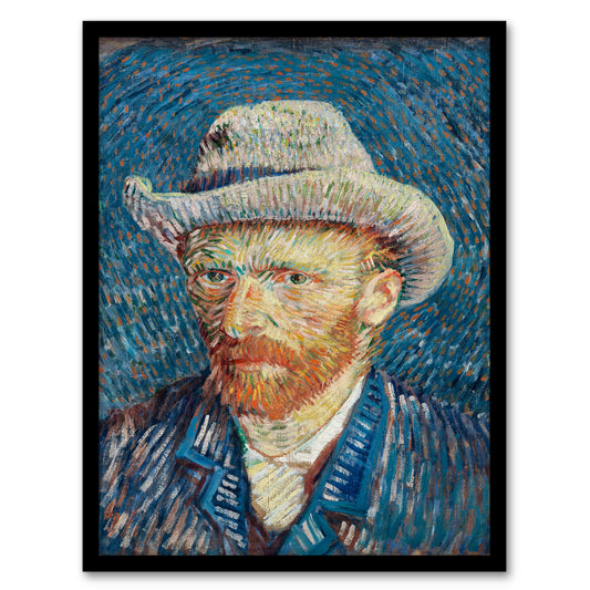 Vincent van Gogh Framed Wall Art Self Portrait with Grey Felt Hat Home Décor