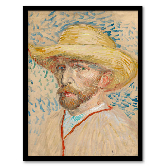 Vincent van Gogh Framed Wall Art Print Self Portrait with Straw Hat Home Décor