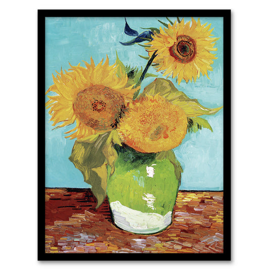 Vincent van Gogh Framed Wall Art Print Vase with Three Sunflowers Home Décor