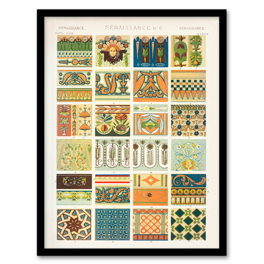 Albert Racinet Framed Wall Art Print Vintage Renaissance Patterns Home Décor