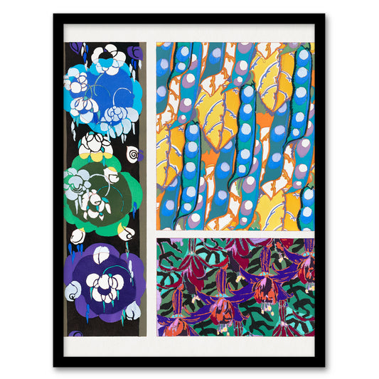 Edouard Benedictus Framed Wall Art Colourful Floral Art Deco Patterns Home Décor